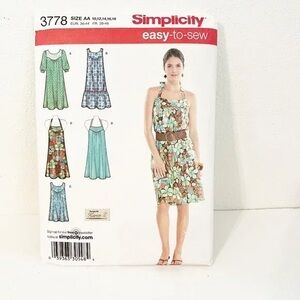 Simplicity One Shoulder Dress Pattern - Green and Brown